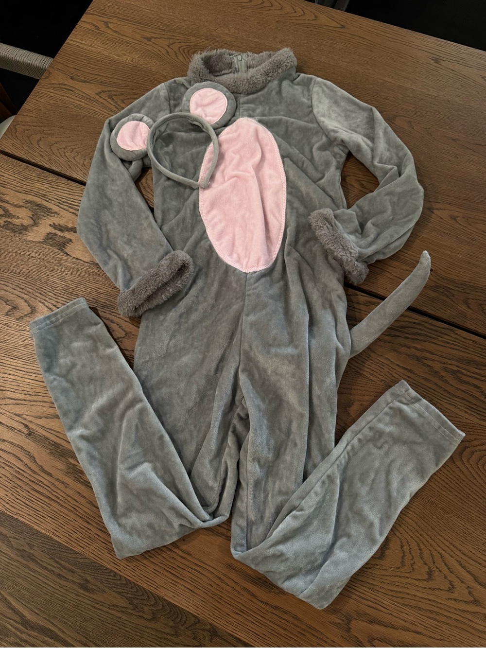 Kids Grey Mouse One-Piece Costume with head band.